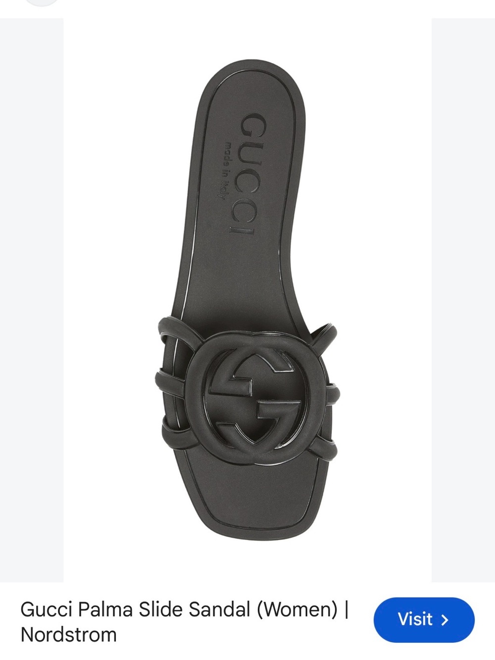 GUCCI Palma Slide Sandal Black Interlocking GG Rubber Flats - 39 / 8.5 / 9